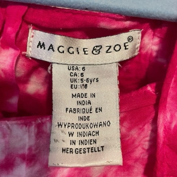 Maggie & Zoe Tie Dye Sun Dress Sz 5-6Y Pink And White Boho - Picture 7 of 8